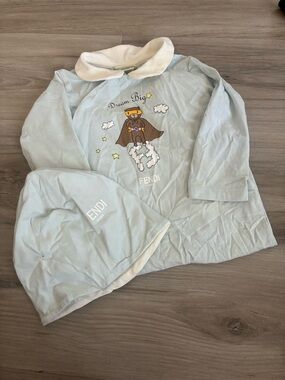 Fendi Baby Top & Hat Set in Pale Blue with White Collar